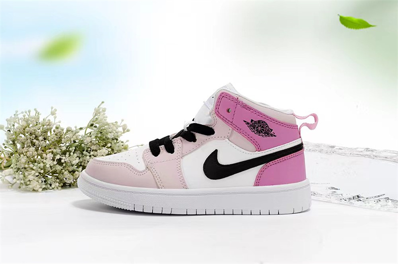 Youth Running Weapon Air Jordan 1 White/Pink Shoes 0130